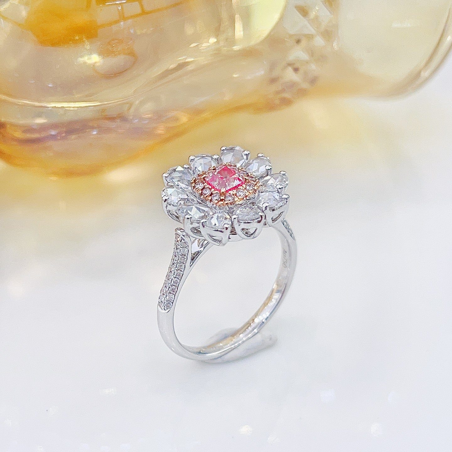 18K Pink Diamond GIA Pillow Rose Cut Two-Way Wear Jewelry - GIA Pink Diamond Ring