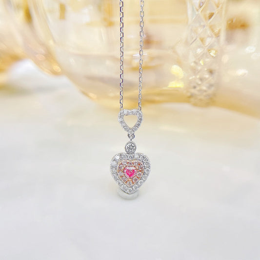 18K Pink Diamond Heart-Shaped Clasp Jewelry Necklace - Pink Diamond Necklace