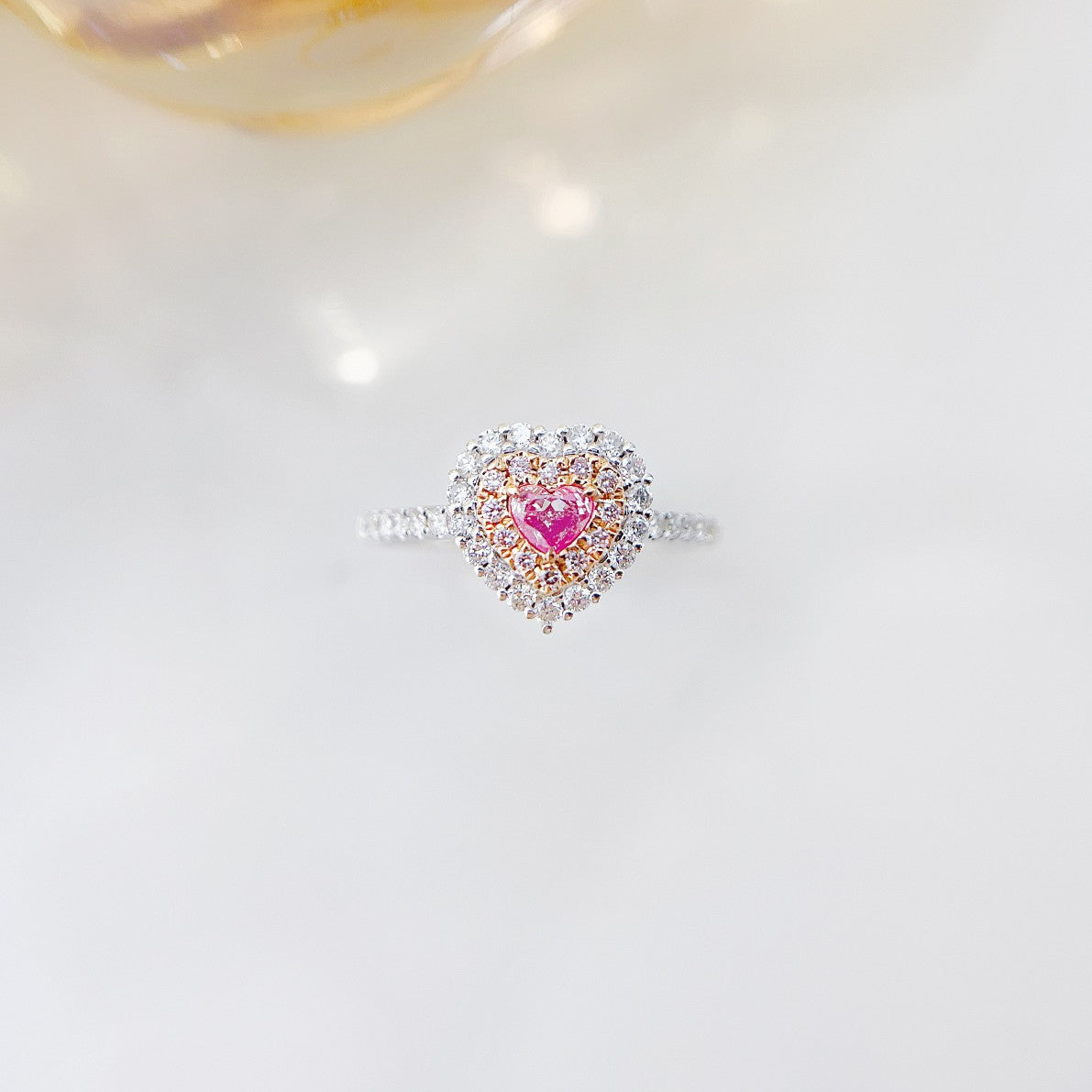 18K Pink Diamond Heart-Shaped Cluster Ring | Luxurious Jewelry Piece - Pink Diamond Ring