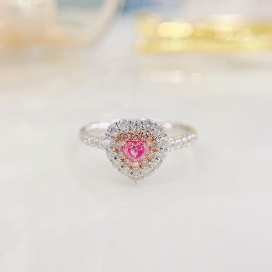 18K Pink Diamond Heart-Shaped Pavé Ring - Jewelry Delight - Pink Diamond Ring