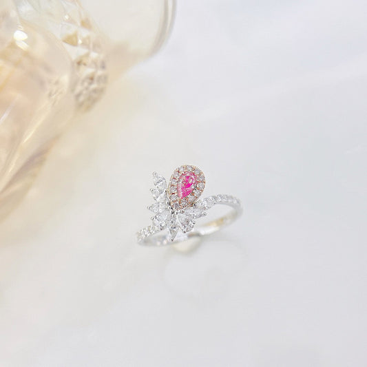 18K Pink Diamond Irregular Drop Twist Arm Ring - Luxury Jewelry - Pink Diamond Ring