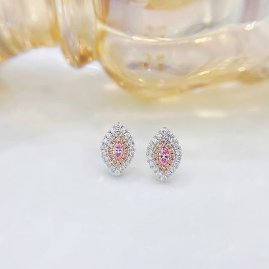 18K Pink Diamond Marquise Cluster Earrings - ED004-F - Jeweler.Jewelry