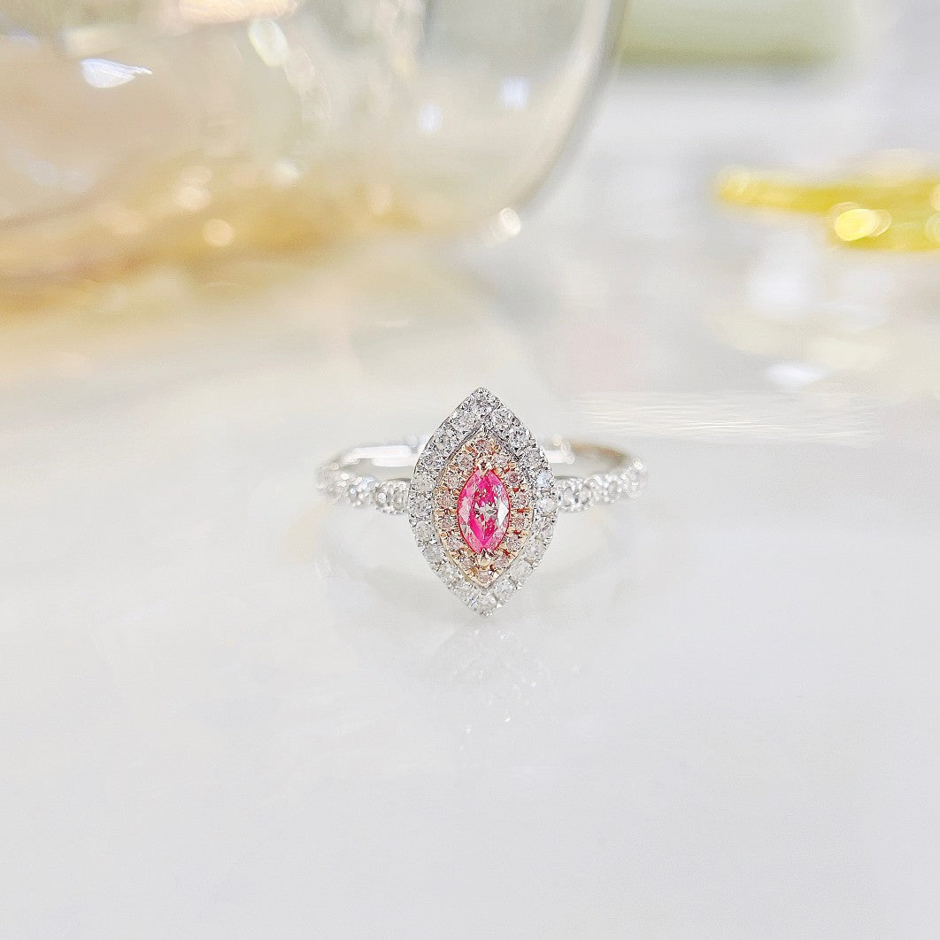 18K Pink Diamond Marquise Cluster Ring - Luxury Jewelry - Pink Diamond Ring