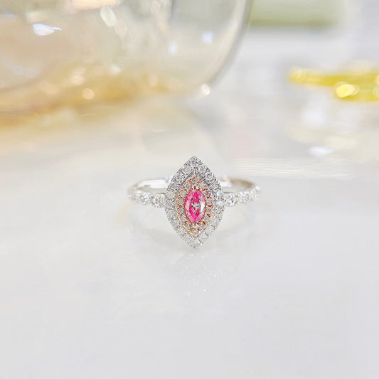 18K Pink Diamond Marquise Cluster Ring - Luxury Jewelry - Pink Diamond Ring