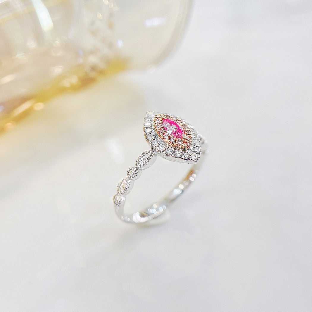 18K Pink Diamond Marquise Cluster Ring - Luxury Jewelry - Pink Diamond Ring