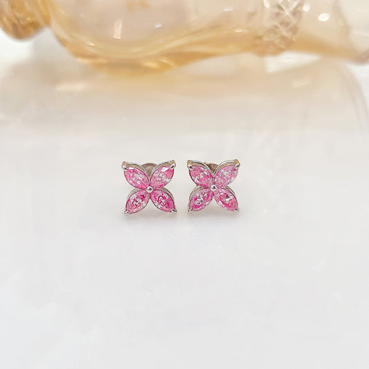 18K Pink Diamond Marquise Four-Leaf Earrings - Luxurious Jewelry - Jeweler.Jewelry