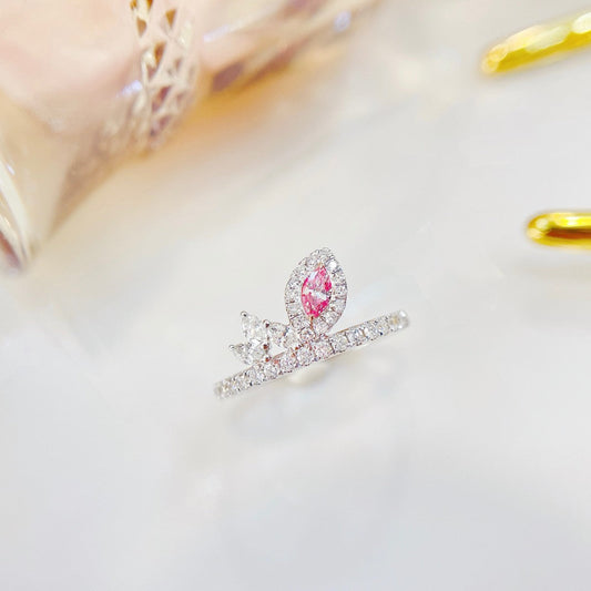 18K Pink Diamond Marquise Ring - Minimalist Elegance Jewelry - Pink Diamond Ring