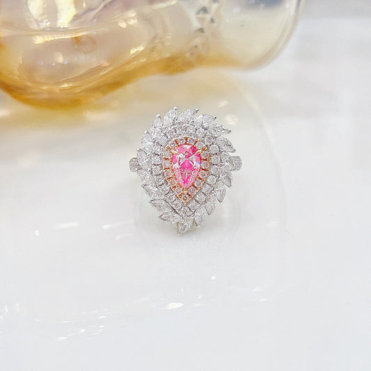 18K Pink Diamond Marquise Twist Two-Way Wear Jewelry - Pink Diamond Ring