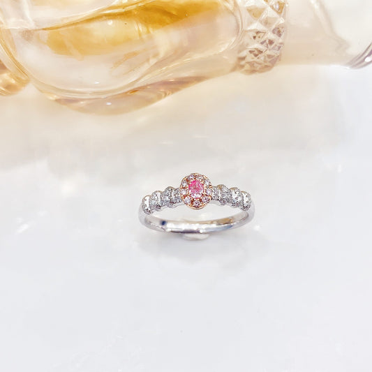 18K Pink Diamond Oval Cluster Ring for Ever-Ascending Elegance - Premium Jewelry - Pink Diamond Ring