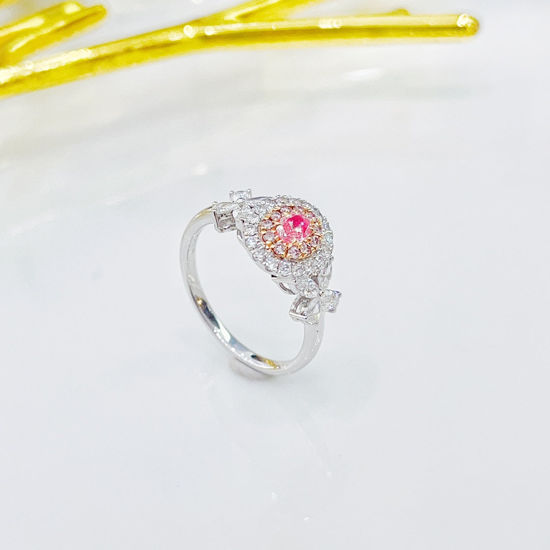 18K Pink Diamond Oval Shape Unique Ring - Exquisite Jewelry - Pink Diamond Ring