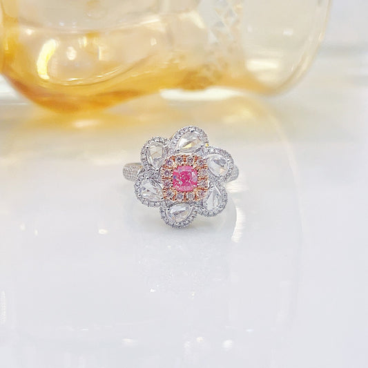 18K Pink Diamond Pillow Rose Cut Two-Way Wear Jewelry - Pink Diamond Ring