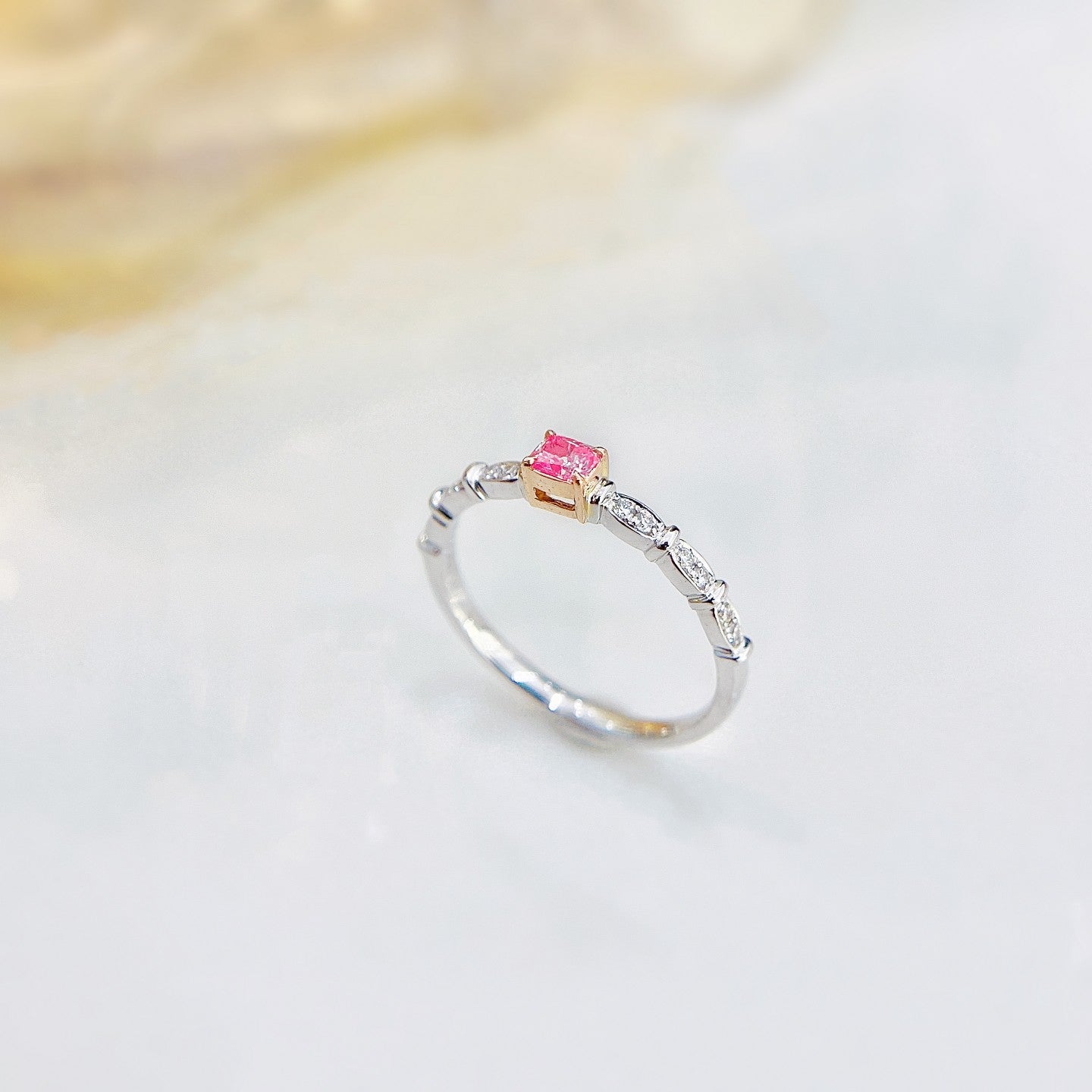 18K Pink Diamond Solitaire Cushion-Cut Minimalist Ring | Premium Jewelry - Pink Diamond Ring