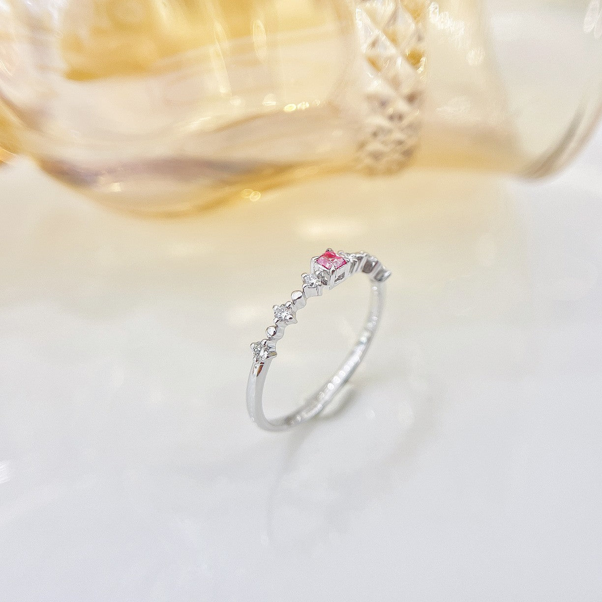 18K Pink Diamond Starry Sky Ring - Luxurious Jewelry Piece - Pink Diamond Ring