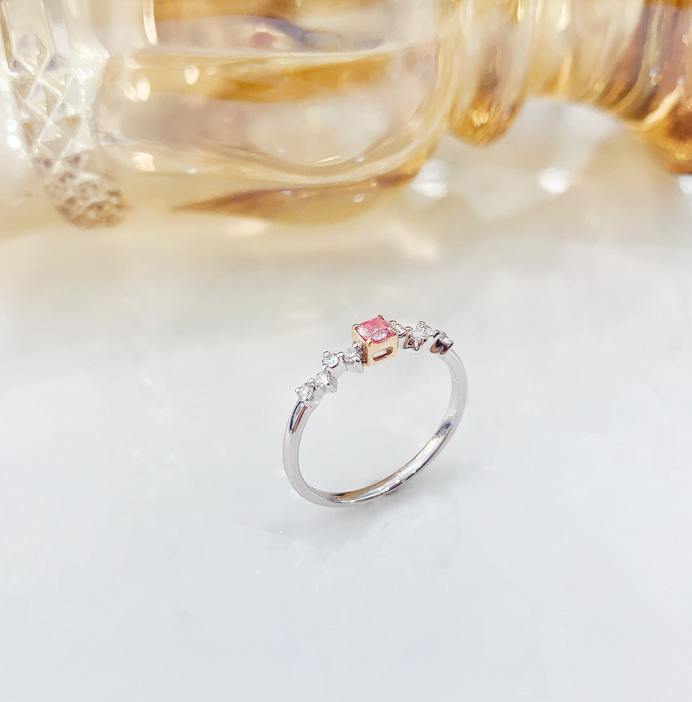 18K Pink Diamond Starry Sky Ring - Premium Jewelry - Pink Diamond Ring