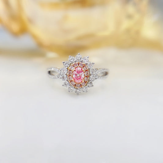 18K Pink Diamond Sunflower Hollow-out Arm Ring Jewelry - Pink Diamond Ring