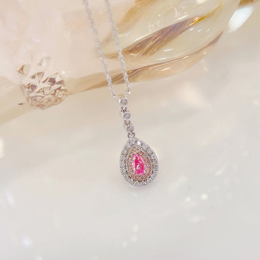 18K Pink Diamond Water Drop Bubble Necklace | Luxury Jewelry - Pink Diamond Necklace