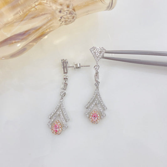 18K Pink Diamond Waterdrop Triangle Earrings - Jeweler.Jewelry