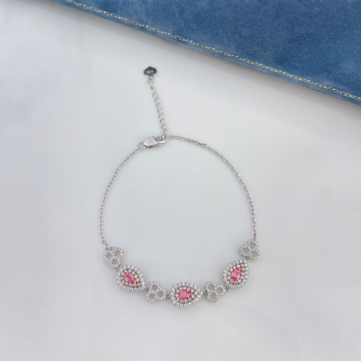 18K Pink Diamond Waterdrop Triple-Loop Bracelet - Luxury Jewelry - Pink Diamond Bracelet