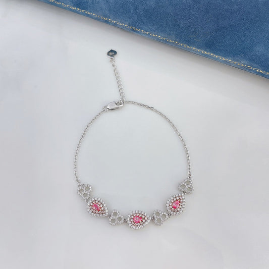 18K Pink Diamond Waterdrop Triple-Loop Bracelet - Luxury Jewelry - Pink Diamond Bracelet