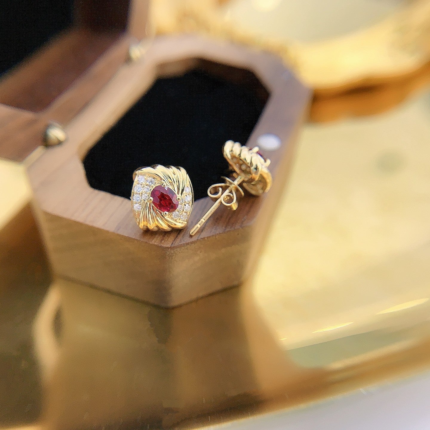 18K Red Ruby Diamond-Cut Earrings | Luxury Jewelry Jeweler.Jewelry