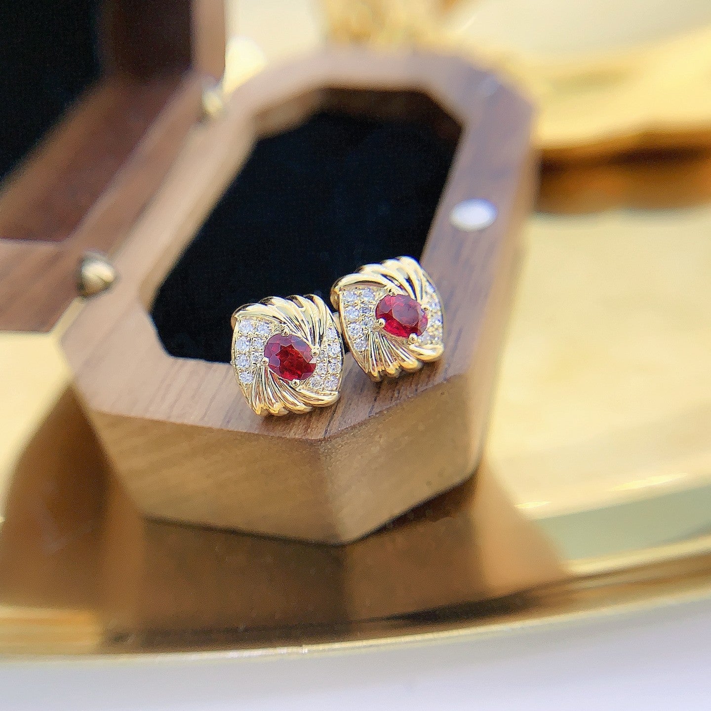 18K Red Ruby Diamond-Cut Earrings | Luxury Jewelry Jeweler.Jewelry