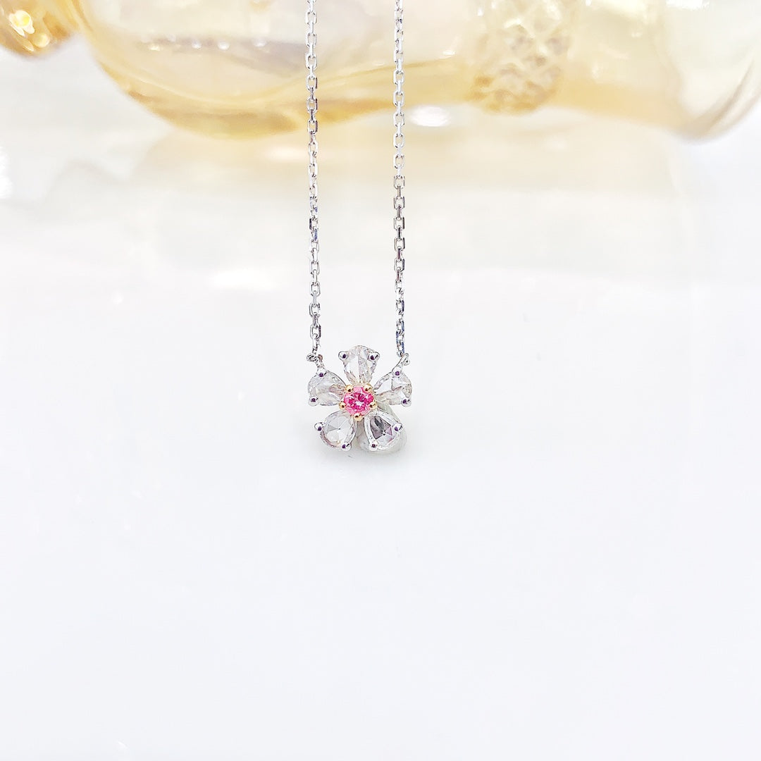 18K Rose Gold Diamond Pendant Necklace - Exquisite Jewelry Collection - Blue Diamond Necklace