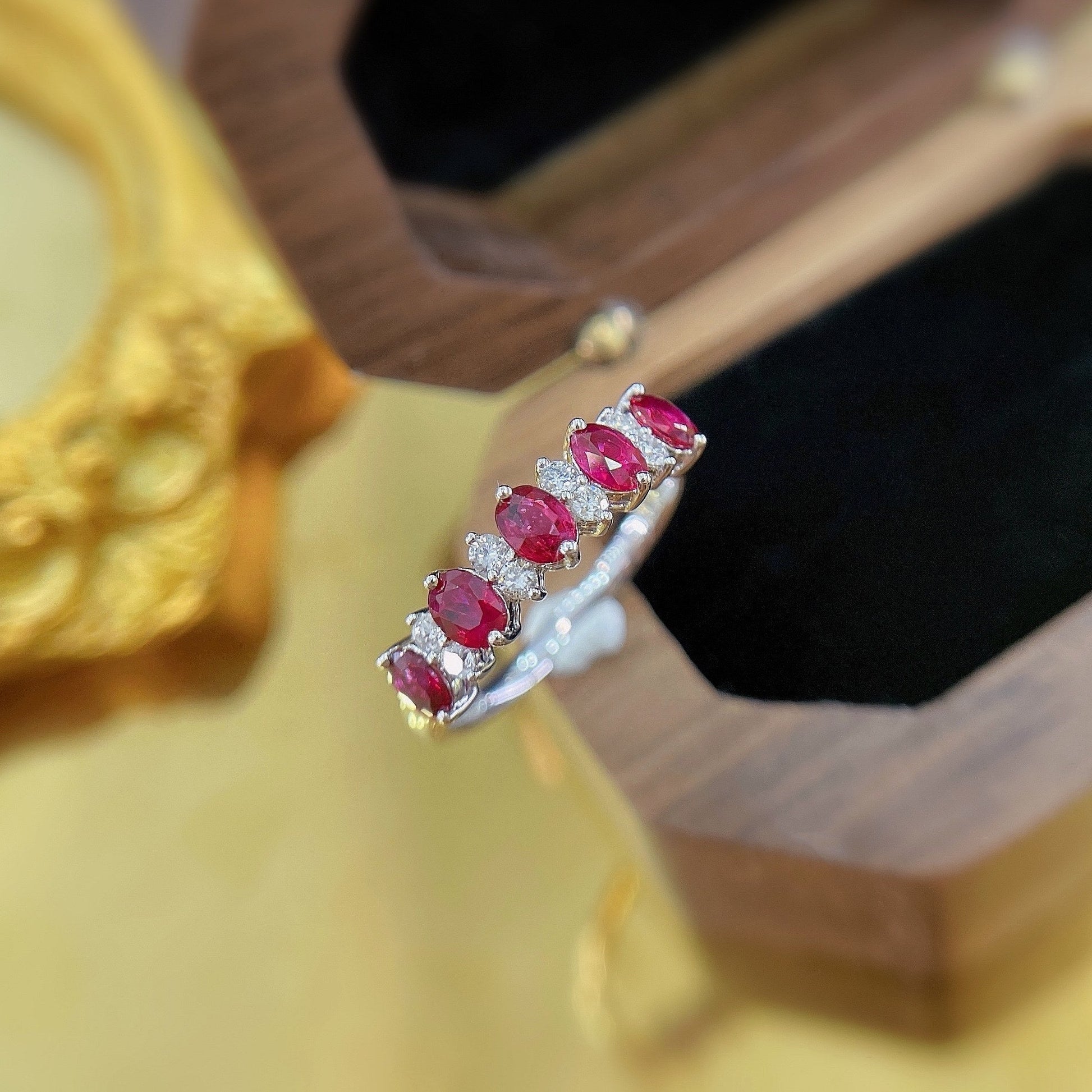 18K Rose Gold Elliptical Ruby Ring - Premium Jewelry Collection - Red Treasure Ring