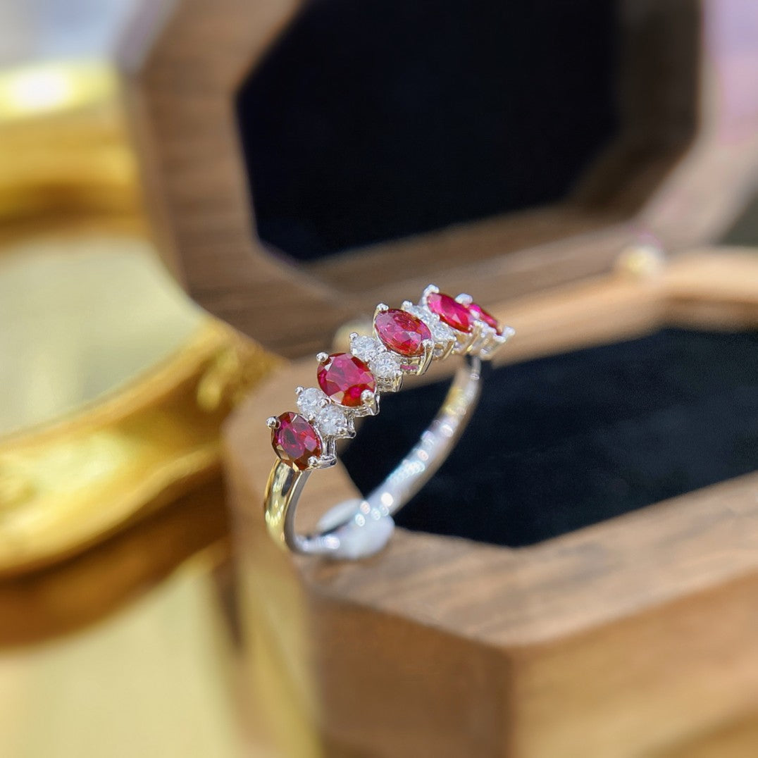 18K Rose Gold Elliptical Ruby Ring - Premium Jewelry Collection - Red Treasure Ring