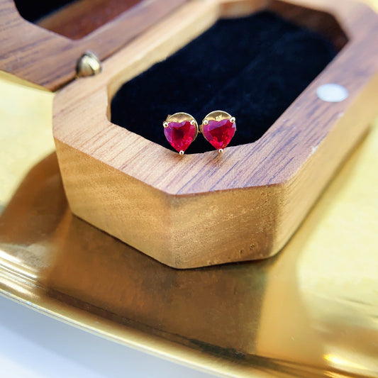 18K Rose Gold Heart-shaped Ruby Earrings - ED061-C Jeweler.Jewelry