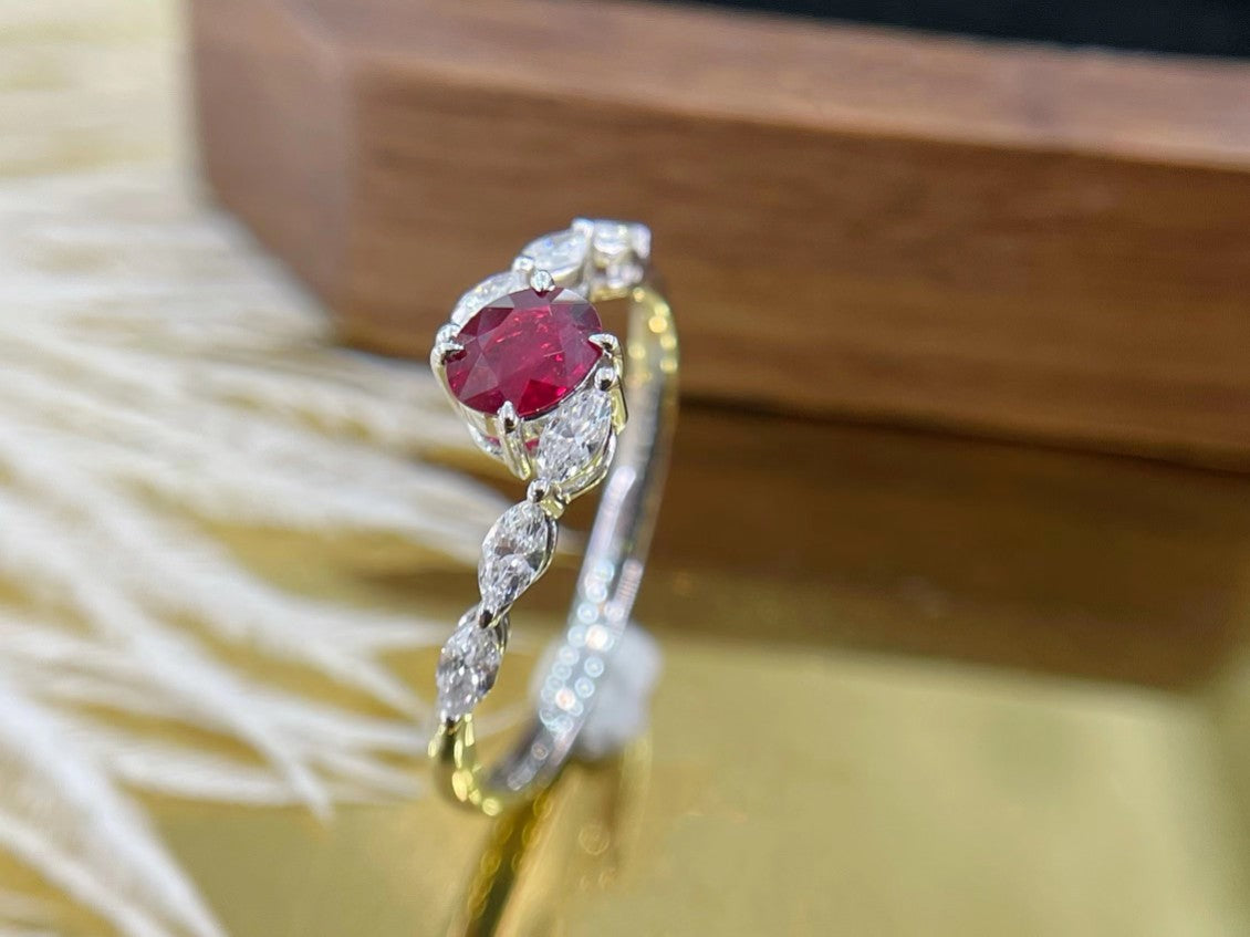 18K Rose Gold Oval Marquise Ruby Ring | Jewelry Delight - Red Treasure Ring