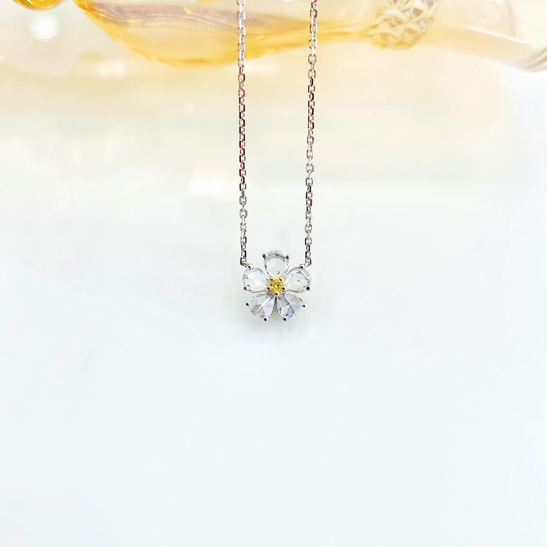 18K Rose Gold Pendant Necklace with Diamond Accents - Exquisite Jewelry Collection - Yellow Diamond Necklace