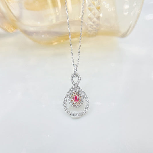 18K Rose Gold Pink Diamond Pendant Necklace - Exquisite Jewelry - Pink Diamond Necklace