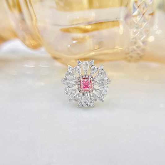 18K Rose Gold Pink Diamond Pillow-Shaped & Rose-Cut Pendant – Versatile Two-Way Wear - Pink Diamond Ring