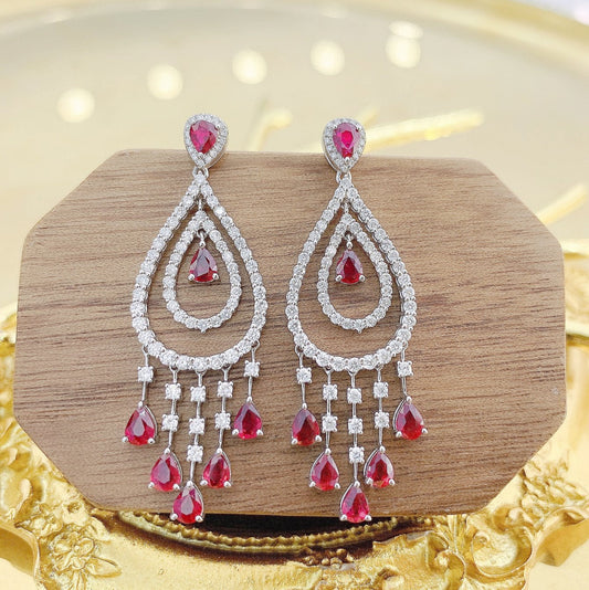 18K Rose Gold Ruby Drop Dangle Earrings - ED010-C Jeweler.Jewelry