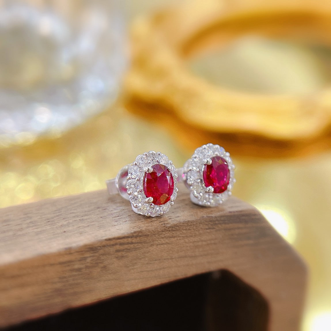 18K Rose Gold Ruby Oval Earrings - ED023-C Jeweler.Jewelry