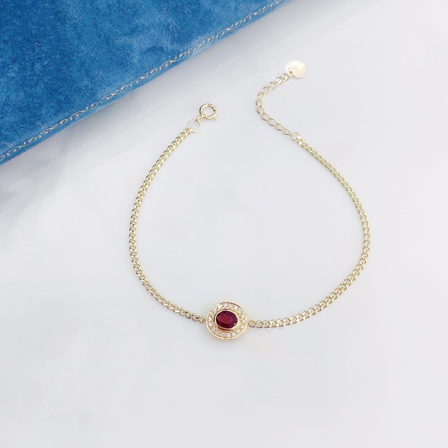 18K Rose Gold Ruby Oval Surrounding Stone Bracelet - Elegant Jewelry Piece - Red Treasure Bracelet