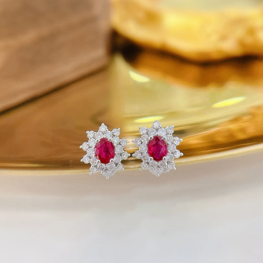 18K Rose Gold Small Sunflower Earrings with Rubies – ED015-C Jeweler.Jewelry