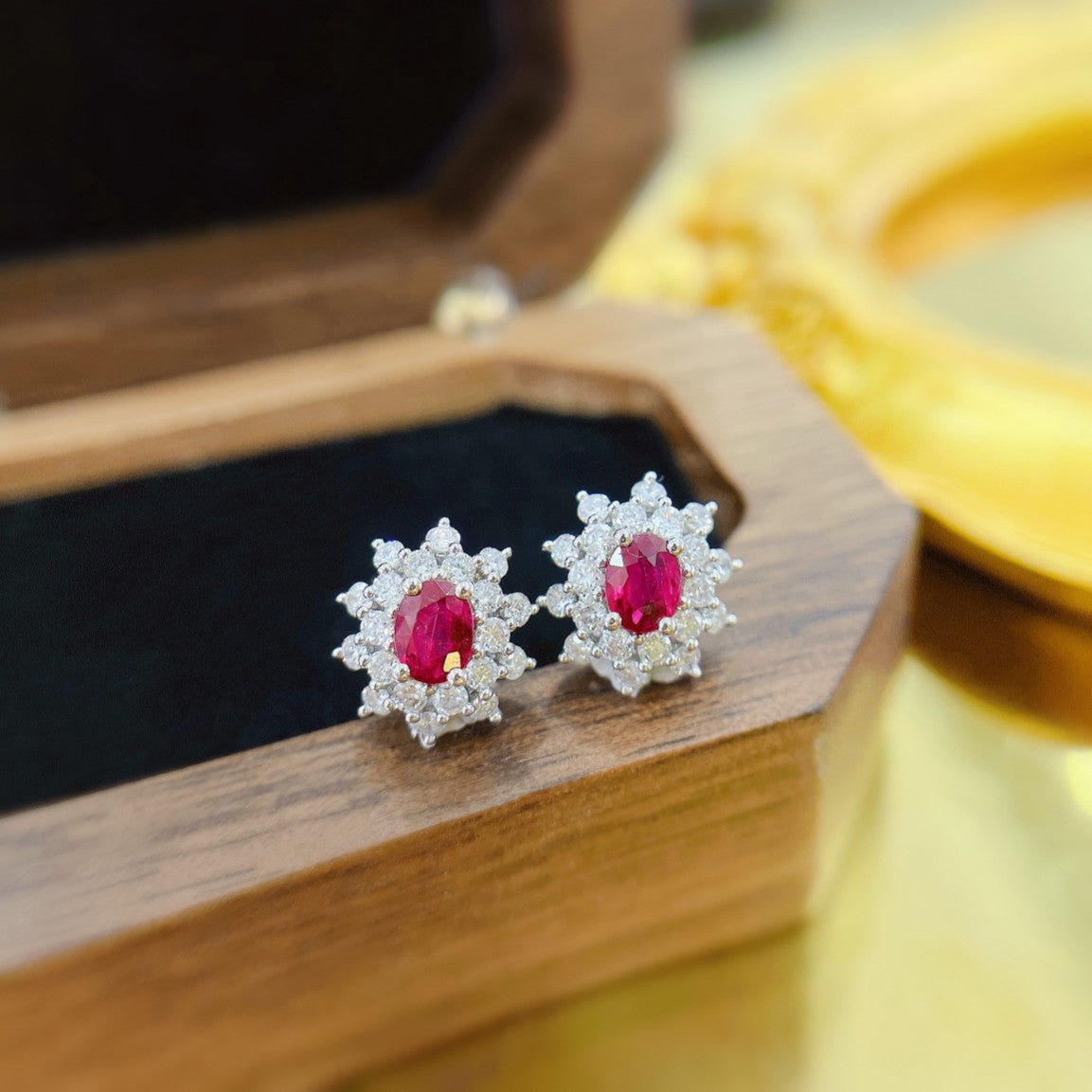 18K Rose Gold Small Sunflower Earrings with Rubies – ED015-C Jeweler.Jewelry