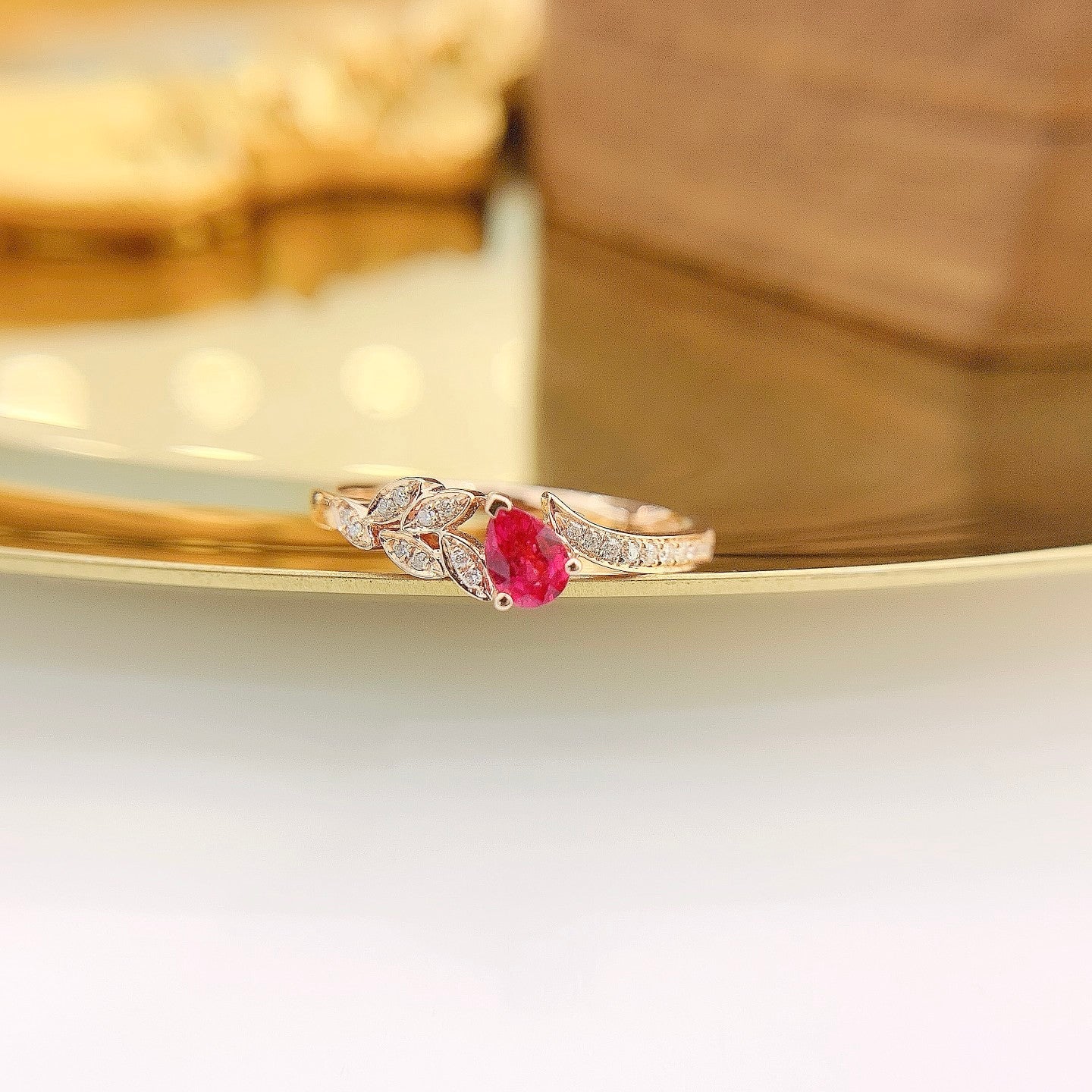 18K Ruby Drop Wheat Earring Jewelry - JZ009-C - Red Treasure Ring