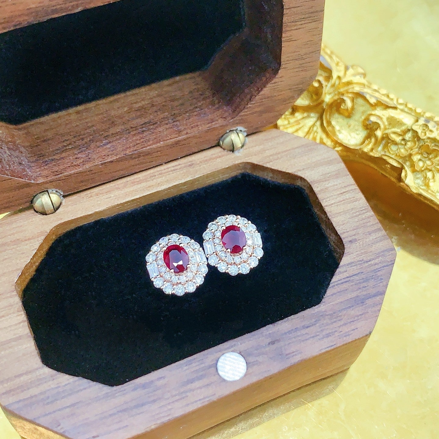 18K Ruby Elliptical Double Halo Jewelry Series - Red Treasure Set Series