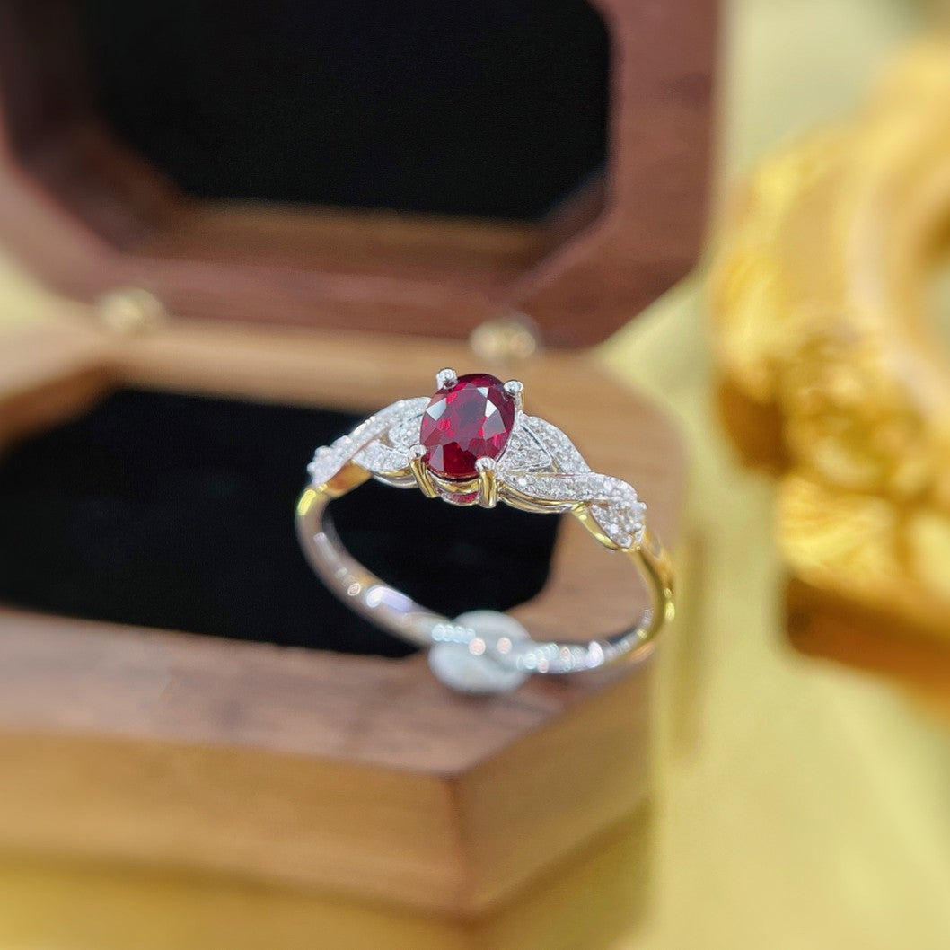 18K Ruby Elliptical Eight-Arm Ring | Fine Jewelry Piece - Red Treasure Ring