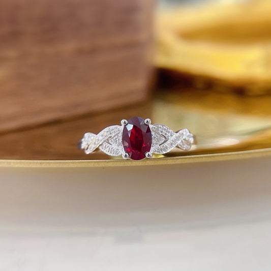 18K Ruby Elliptical Eight-Arm Ring | Fine Jewelry Piece - Red Treasure Ring