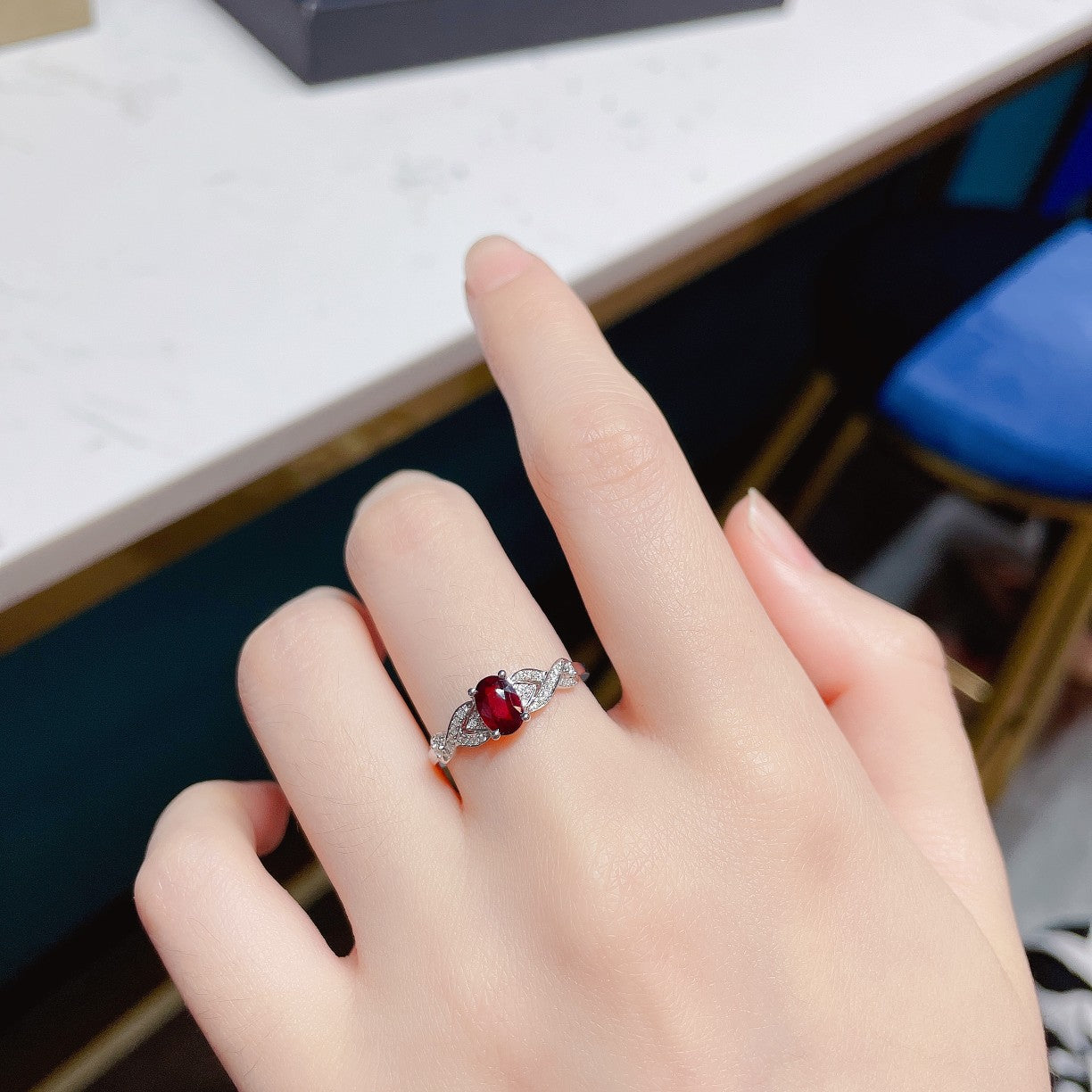 18K Ruby Elliptical Eight-Arm Ring | Fine Jewelry Piece - Red Treasure Ring