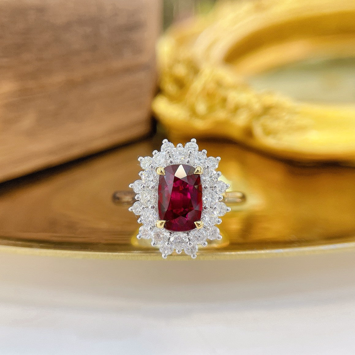 18K Ruby Elliptical Radiance Ring - Fine Jewelry Collection - Red Treasure Ring