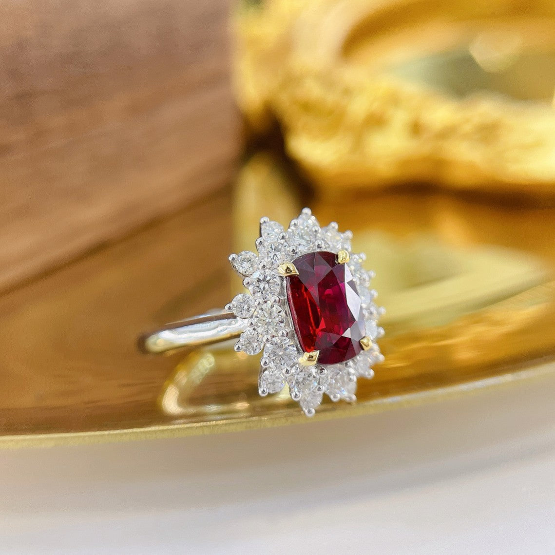 18K Ruby Elliptical Radiance Ring - Fine Jewelry Collection - Red Treasure Ring