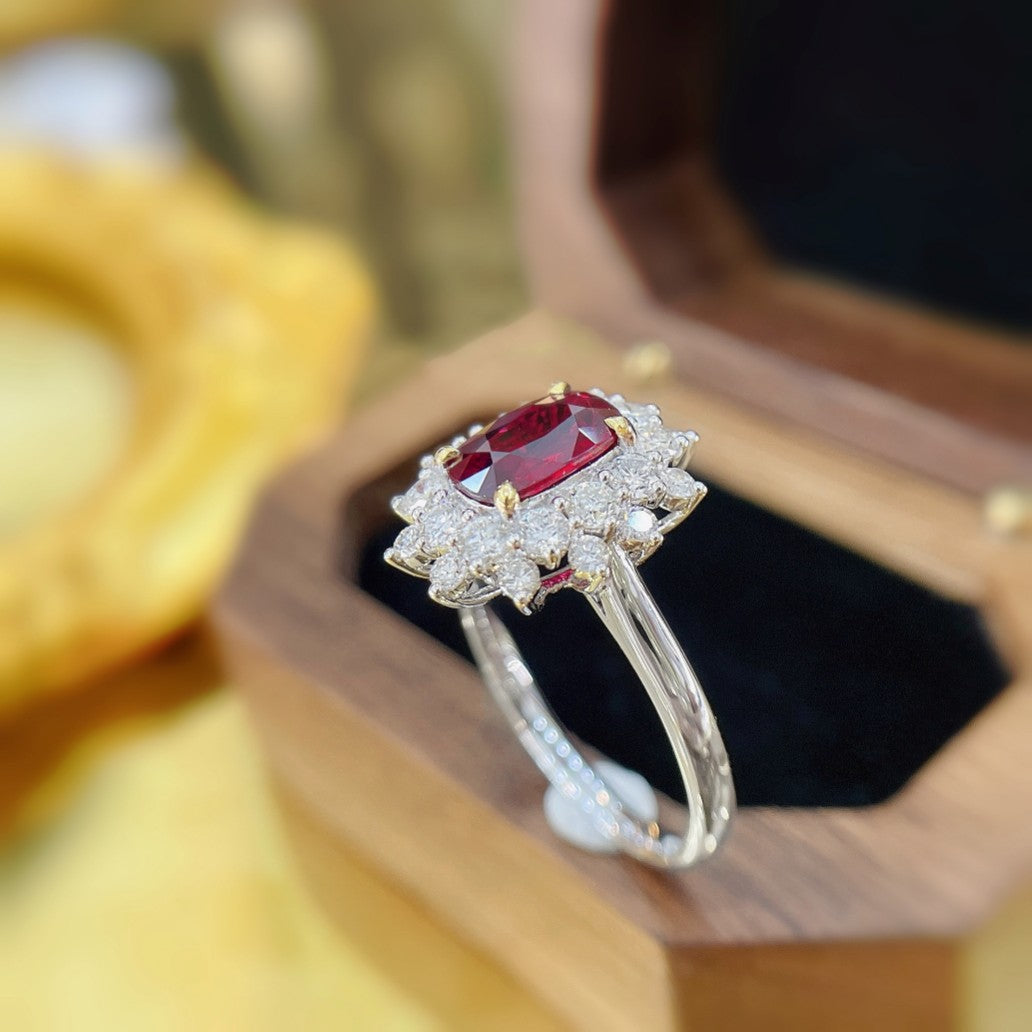 18K Ruby Elliptical Radiance Ring - Fine Jewelry Collection - Red Treasure Ring