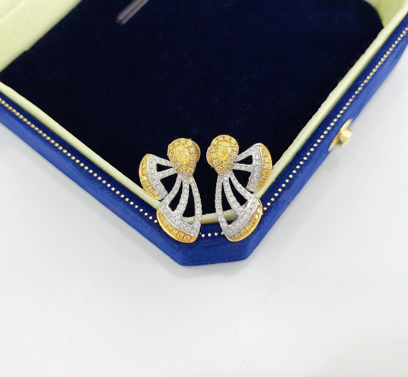 18K White and Yellow Gold Diamond Half-Butterfly Earrings - Jeweler.Jewelry