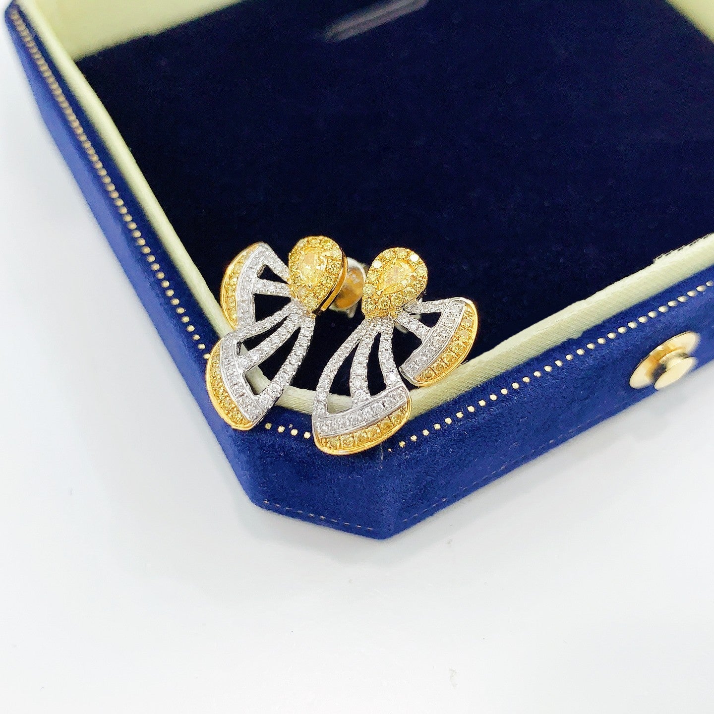 18K White and Yellow Gold Diamond Half-Butterfly Earrings - Jeweler.Jewelry