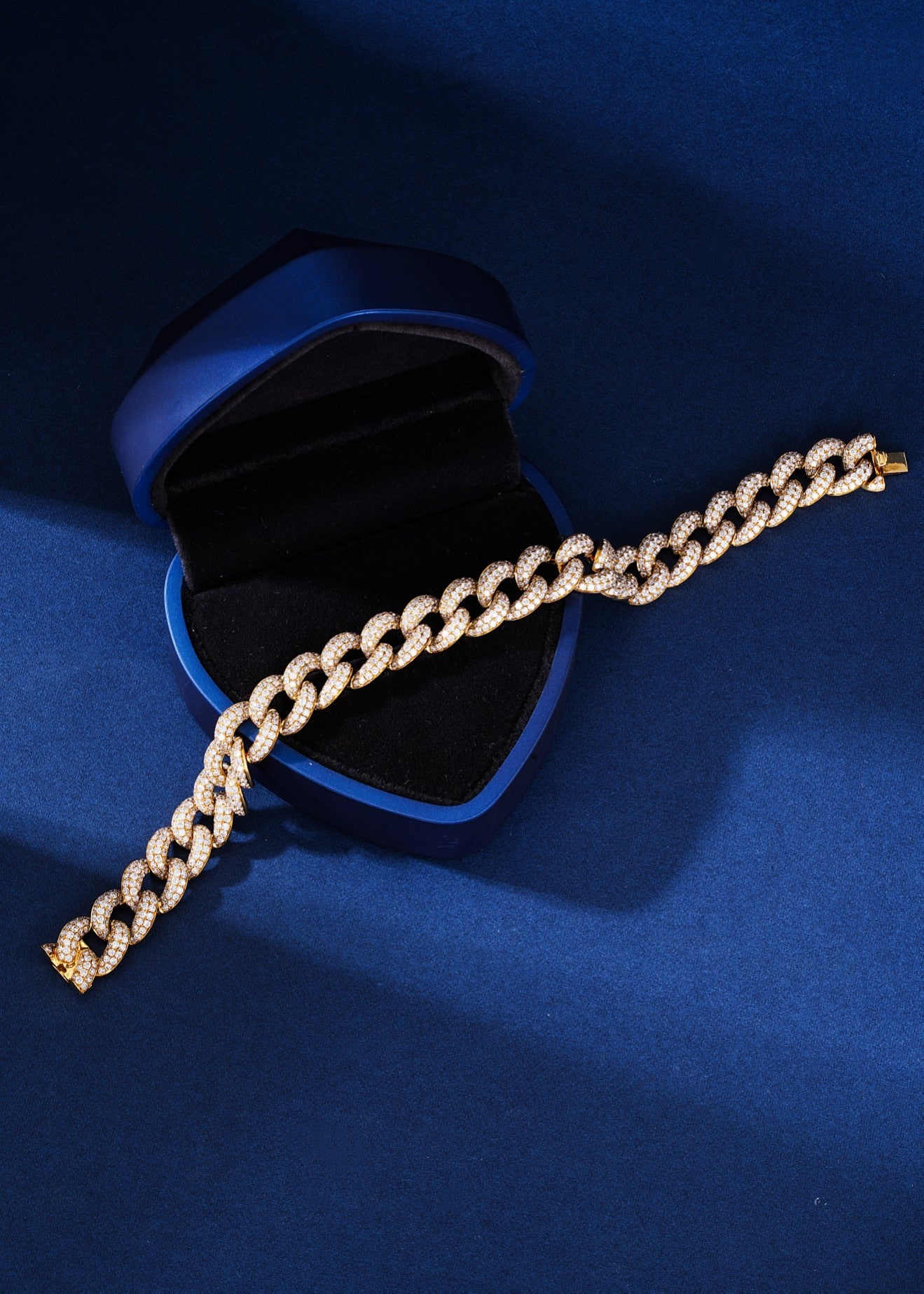 18K Wide Cuban Link Bracelet with Diamonds – Luxury Jewelry - White Diamond Bracelet