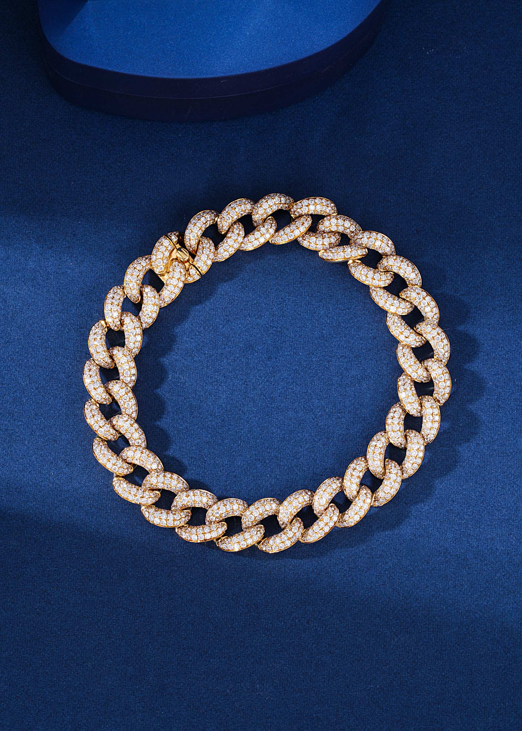 18K Wide Cuban Link Bracelet with Diamonds – Luxury Jewelry - White Diamond Bracelet